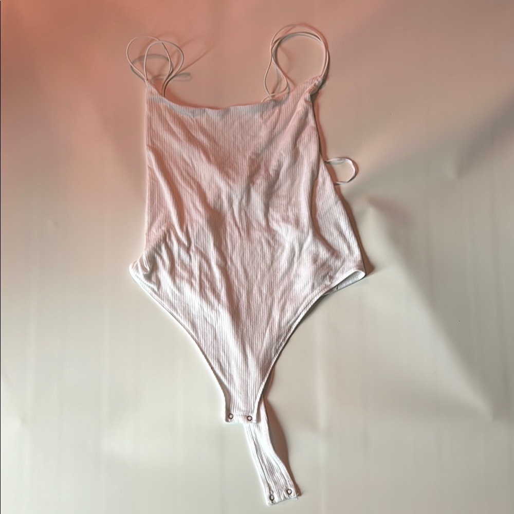 Garage White Bodysuit with Classic Scoop Neckline